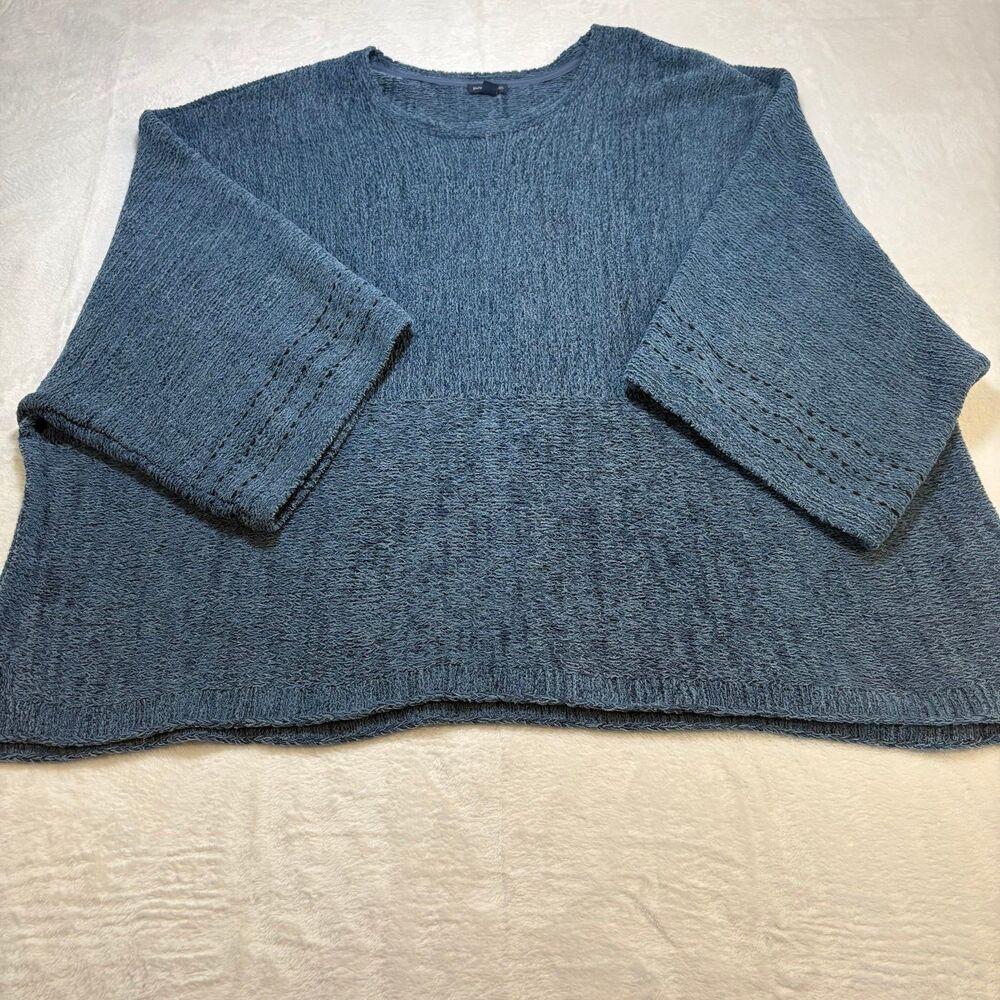 J Jill Pure Jill Indigo Textured Knit Sweater Womens 4X Blue Oversized